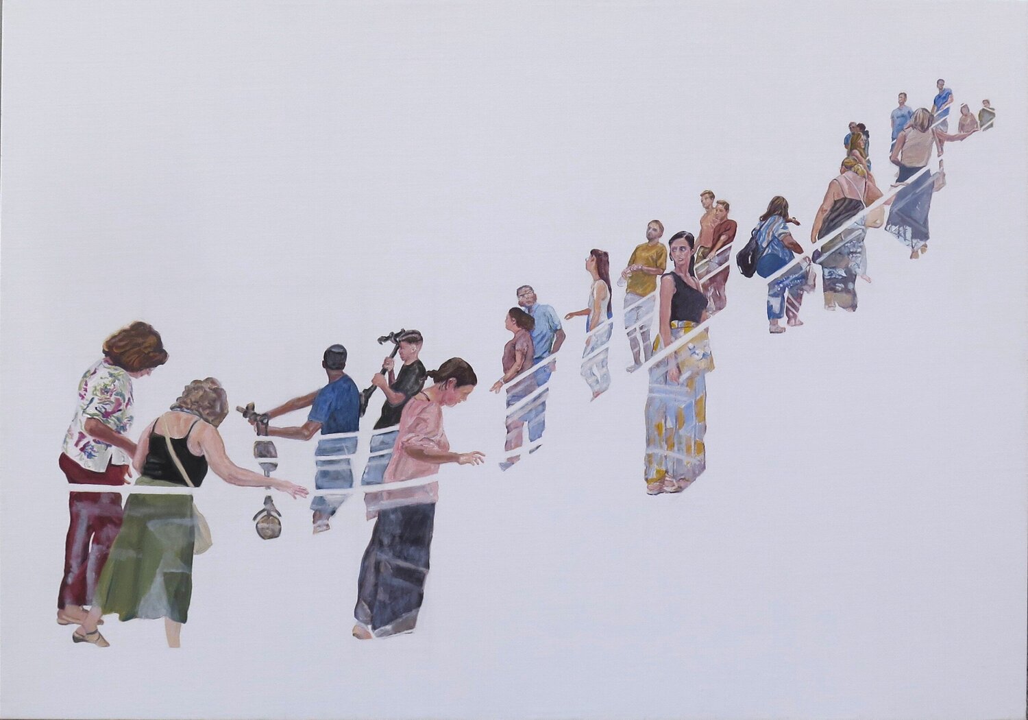 La escalera mecánica Jesús Manuel Moreno Original painting for sale