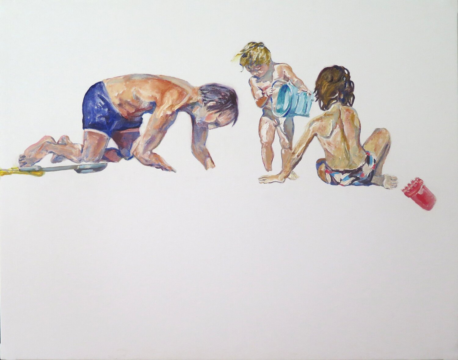 Haciendo un hoyo Jesús Manuel Moreno Original painting for sale