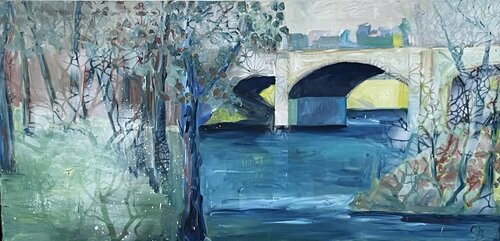 Über Brücken by Maria-Isabel Brandis, Painting for Sale on Select