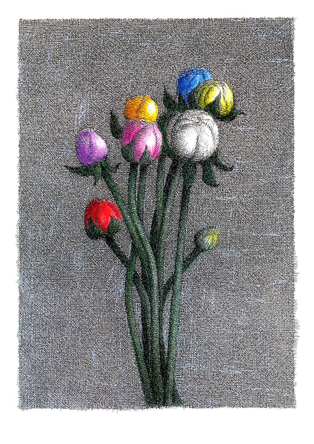 I tulipani Gastone Cecconello Drawing for sale