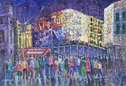 Piccadilly Circus at night by Jacob Kwesi Bennett, Painting for Sale on Select