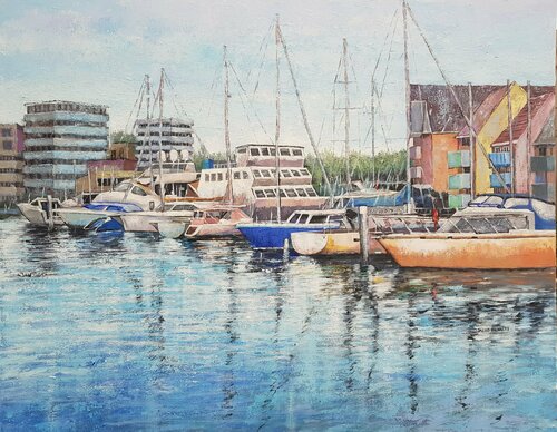 Ocean Village - Southampton by Jacob Kwesi Bennett, Painting for Sale on Select