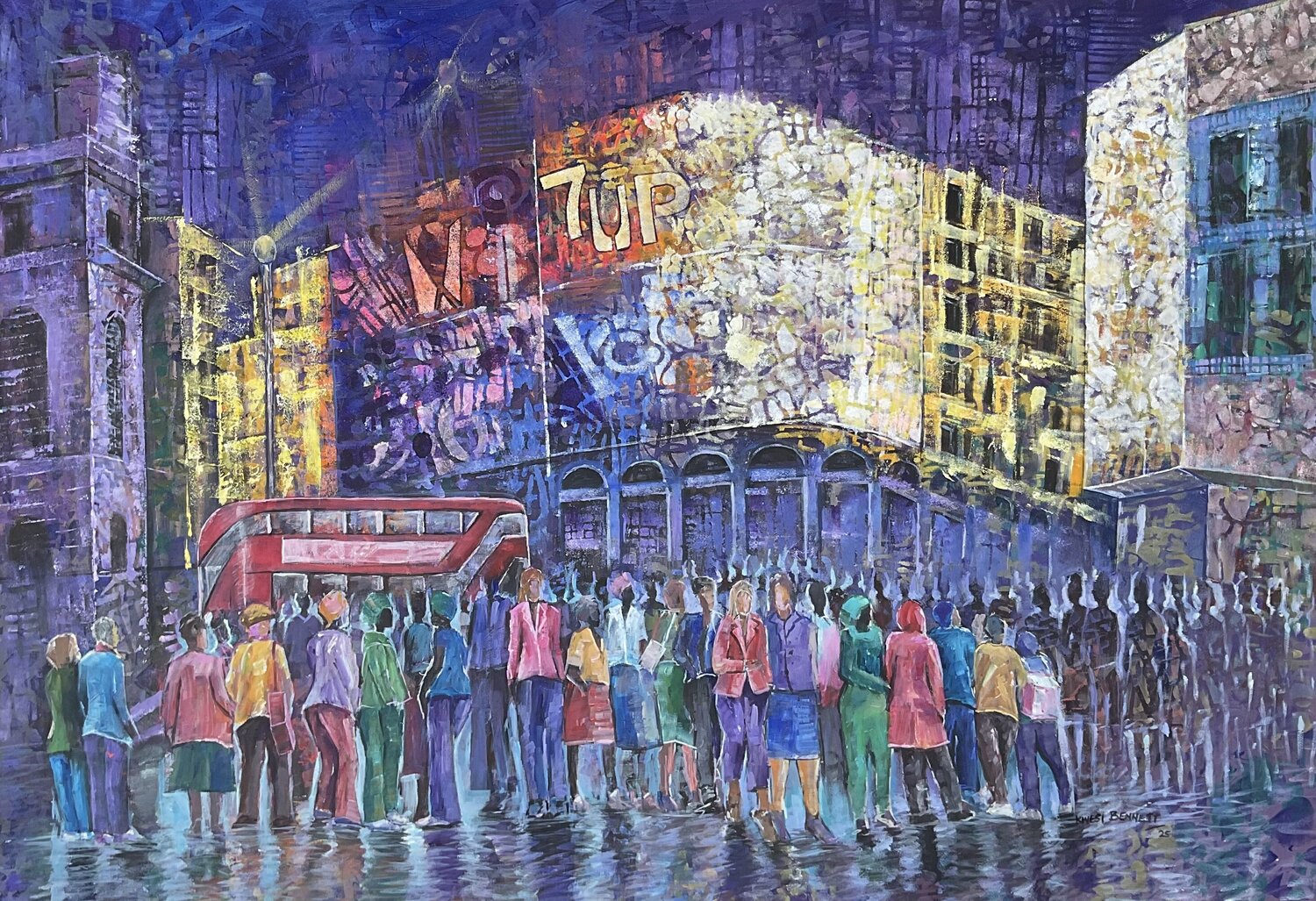 Piccadilly Circus at night Jacob Kwesi Bennett Original painting for sale
