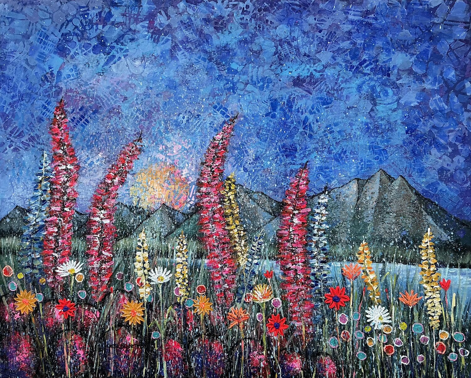 Mosaic Blooms Jacob Kwesi Bennett Original painting for sale