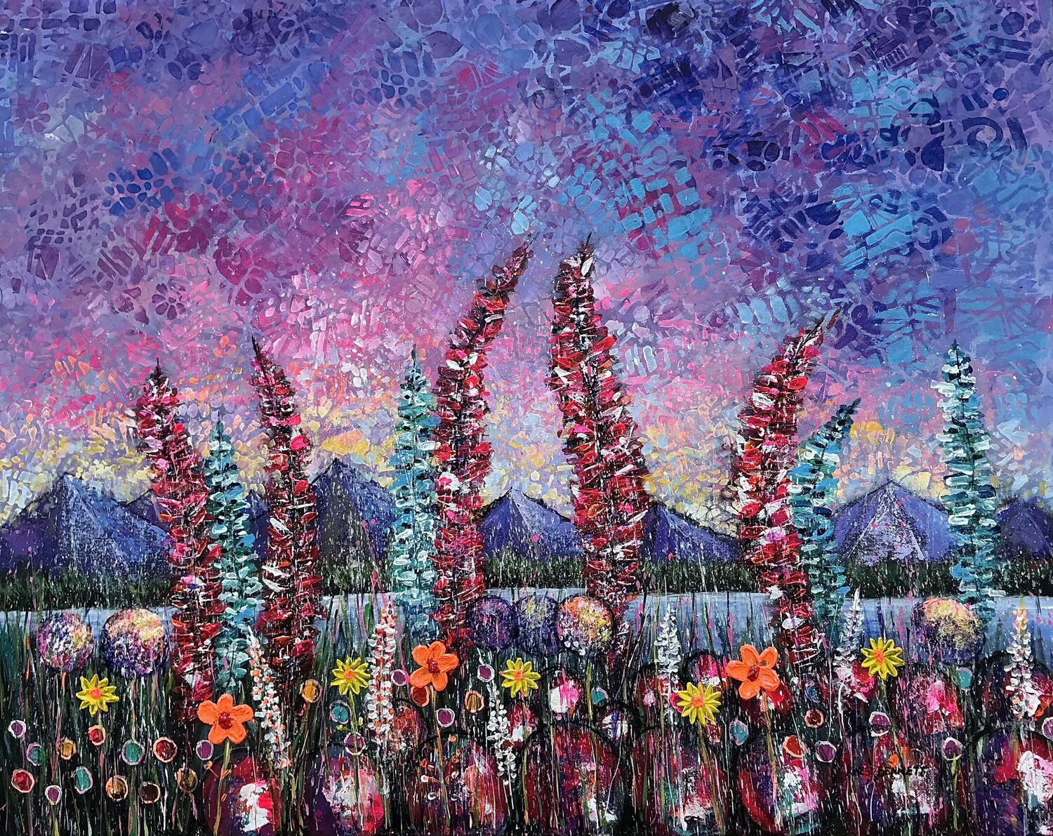 Textured Blooms Jacob Kwesi Bennett Original painting for sale
