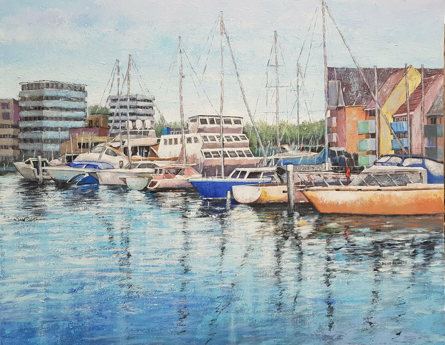 Ocean Village - Southampton Jacob Kwesi Bennett Original painting for sale