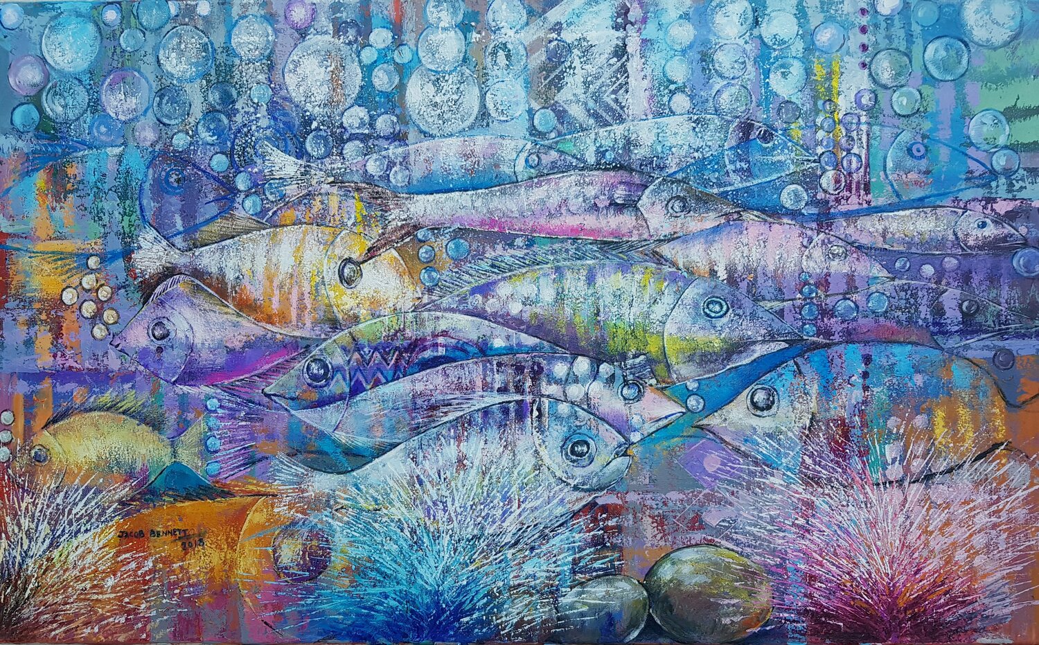 Ocean Dwellers  1 Jacob Kwesi Bennett Original painting for sale