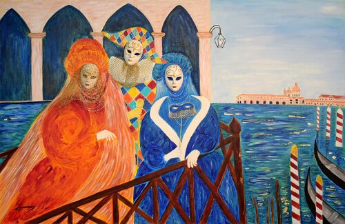 CARNAVAL  A  VENISE by Joëlle Darmon, Painting for Sale on Select