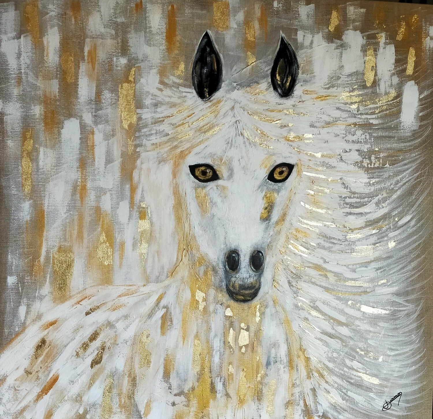 CHEVAL D'OR Joëlle Darmon Original painting for sale