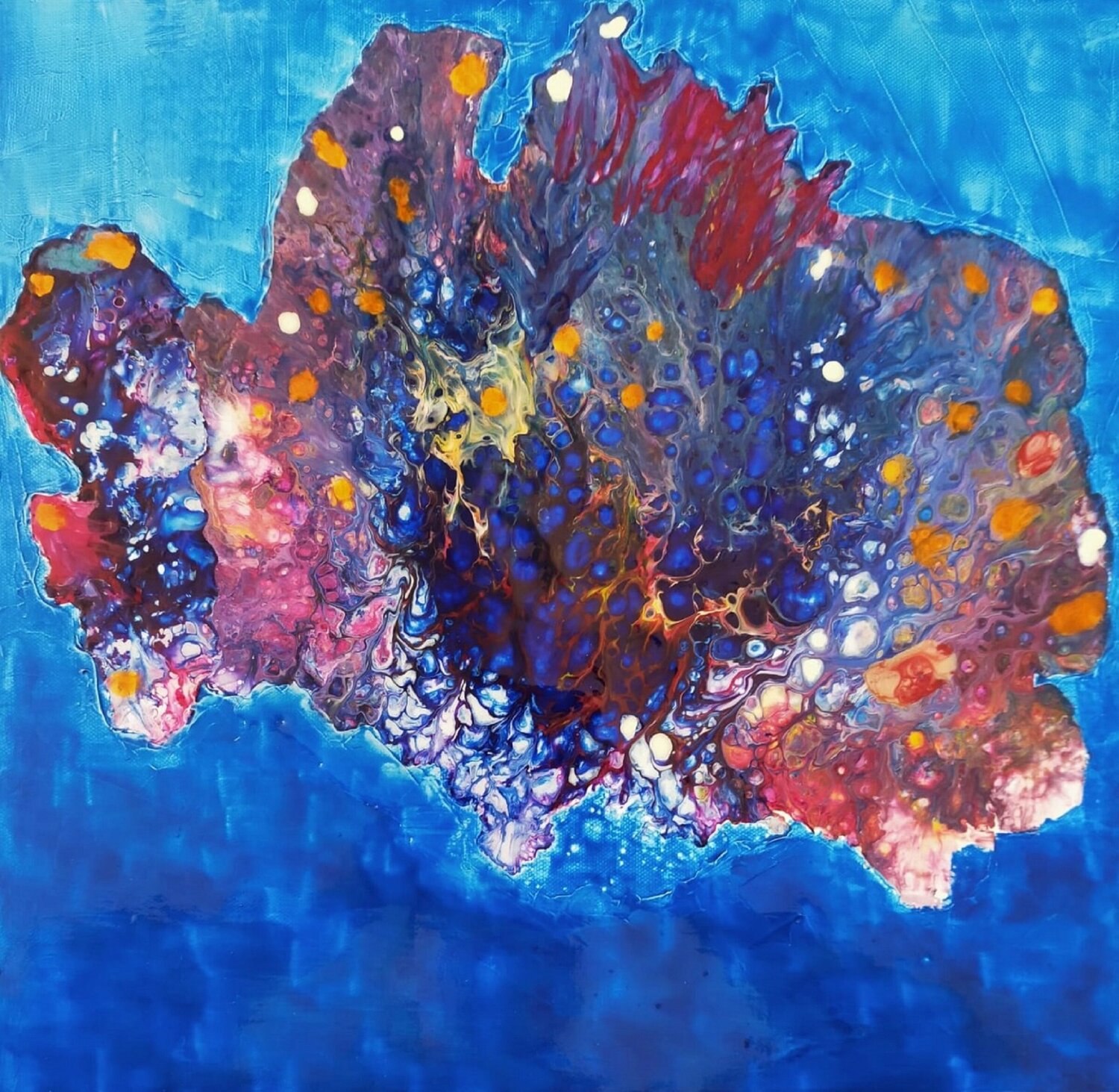RECIF CORALLIEN Joëlle Darmon Original painting for sale