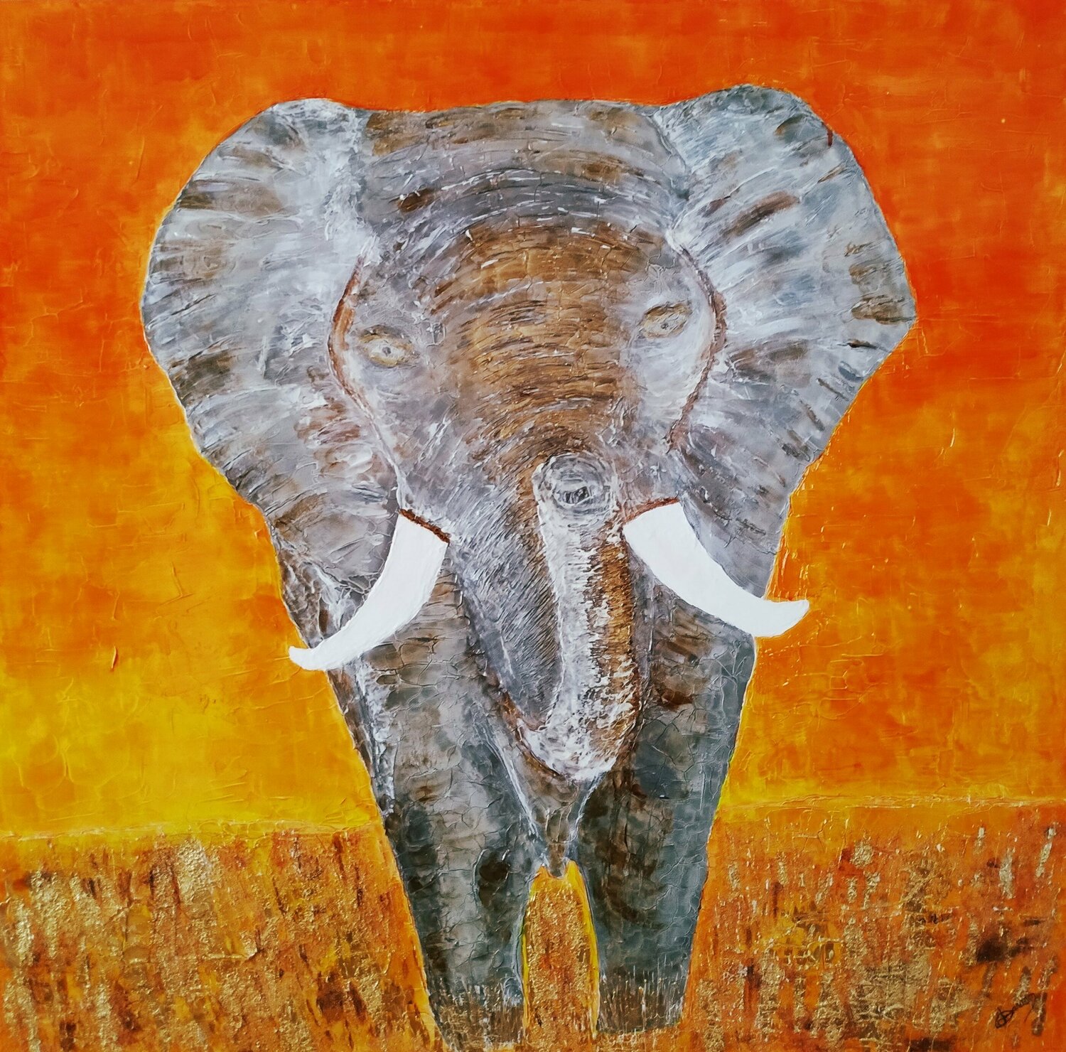 L'ELEPHANT Joëlle Darmon Original painting for sale