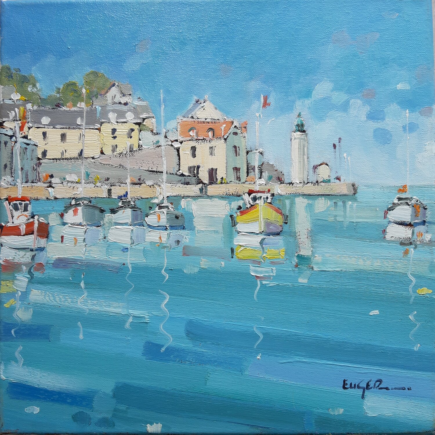 Port de Sauzon, Belle Île en Mer Philippe Euger Originalgemälde zu verkaufen
