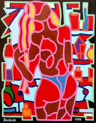 Le slip bleu sur des fesses rondes. by Jean-Pierre Borderie, Painting for Sale on Select