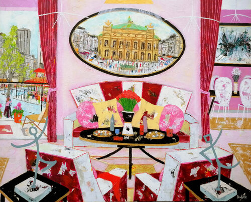 Amour, danse, musique à Montparnasse. by Jean-Pierre Borderie, Painting for Sale on Select