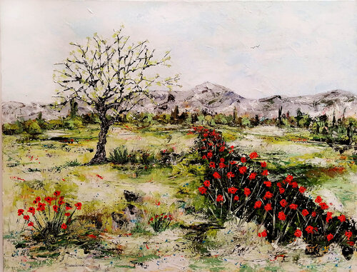 Les coquelicots dans la plaine by Jean-Pierre Borderie, Painting for Sale on Select