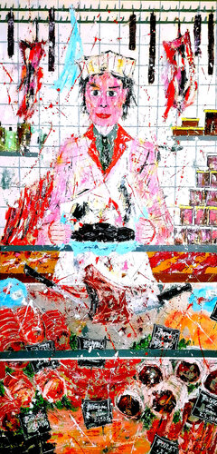 Vous faudra-t'il autre chose ou Le Boucher by Jean-Pierre Borderie, Painting for Sale on Select