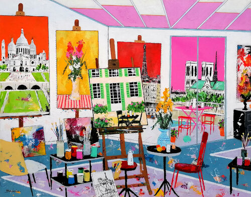Dans l'atelier du peintre by Jean-Pierre Borderie, Painting for Sale on Select
