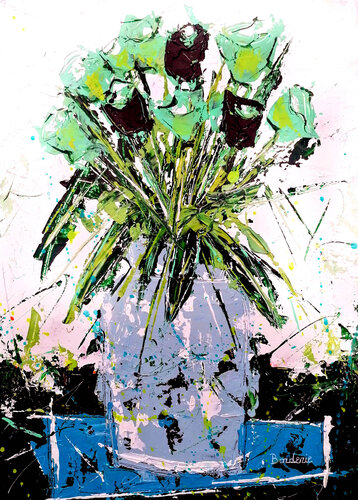 Le vase gris bleu by Jean-Pierre Borderie, Painting for Sale on Select