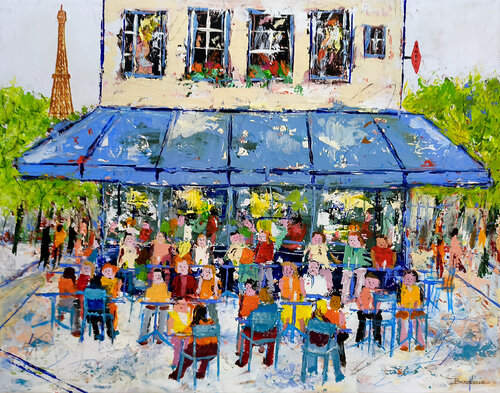 Le café du bout de la rue von Jean-Pierre Borderie, Malerei kaufen auf Select