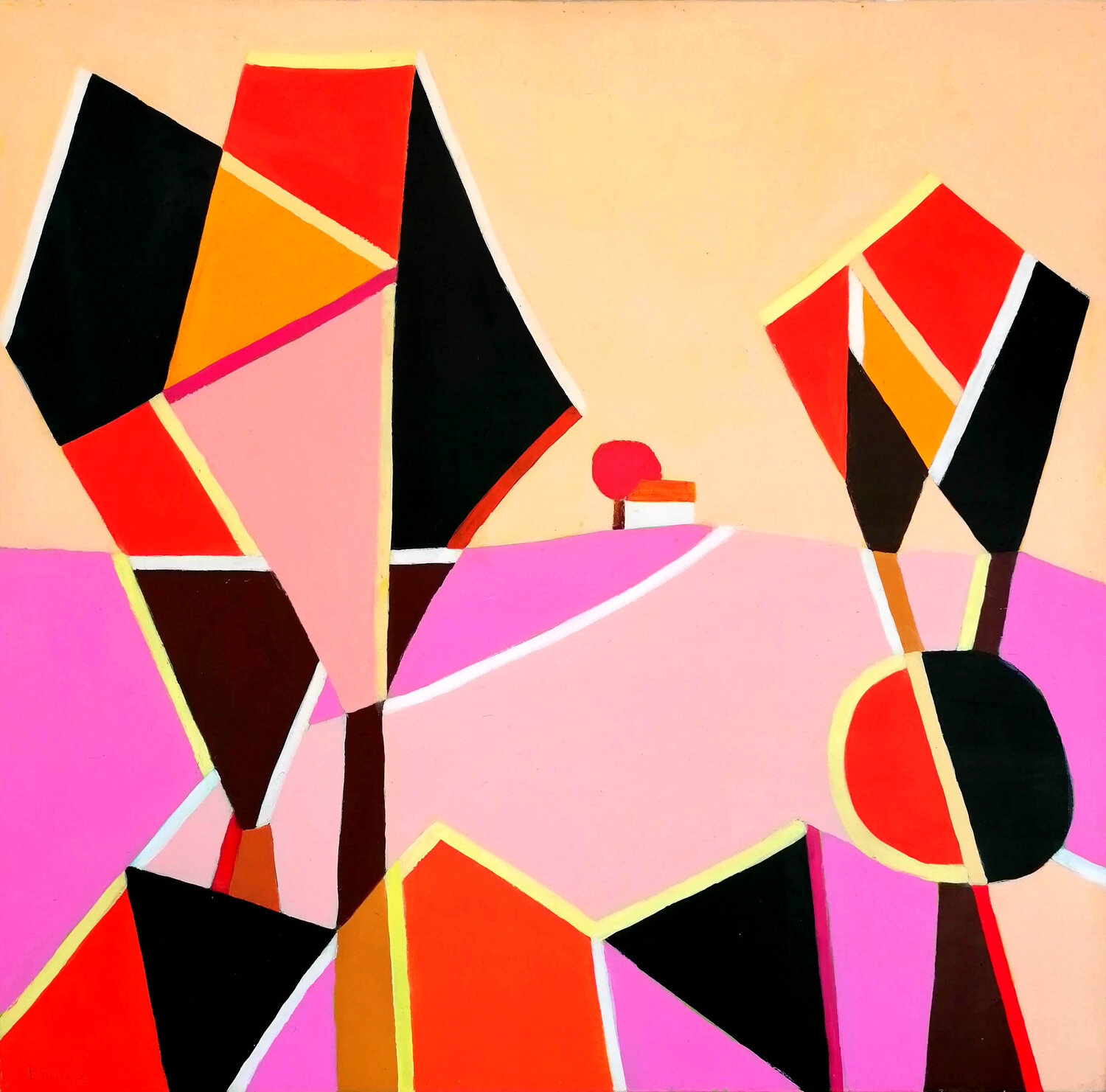 Ciel jaune orangé Jean-Pierre Borderie Original painting for sale