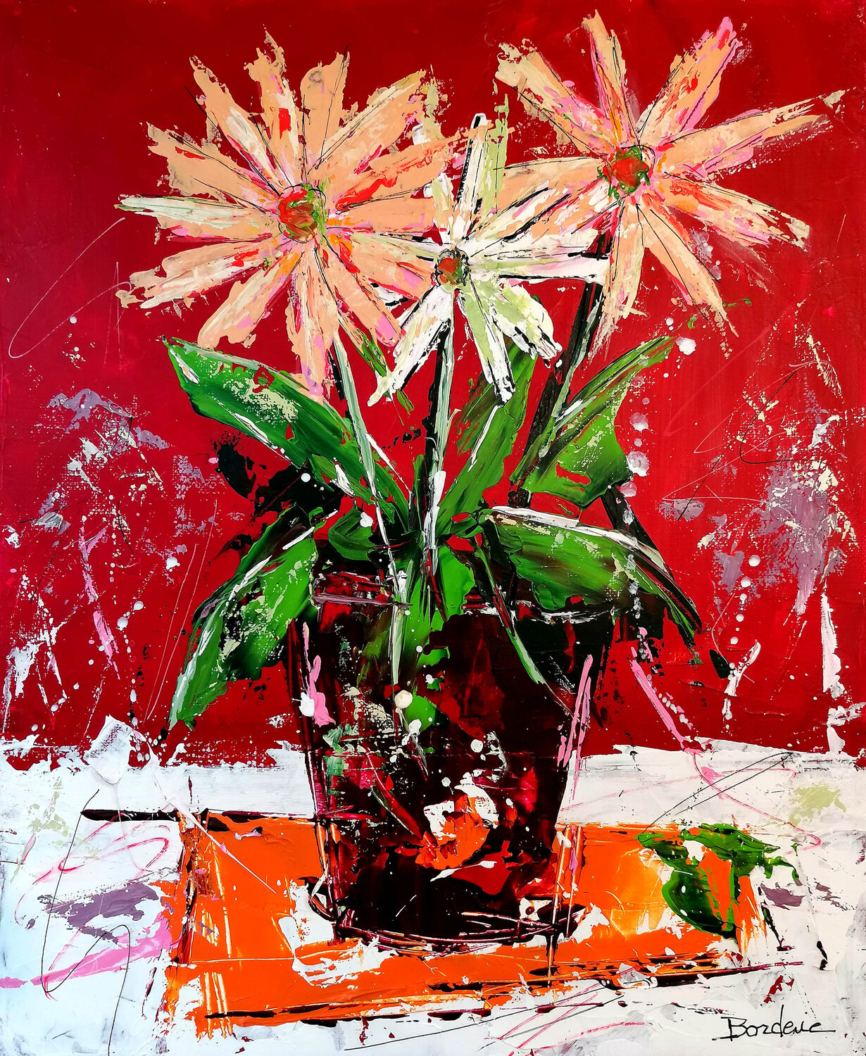 Bouquet de fleurs 3 Jean-Pierre Borderie Original painting for sale