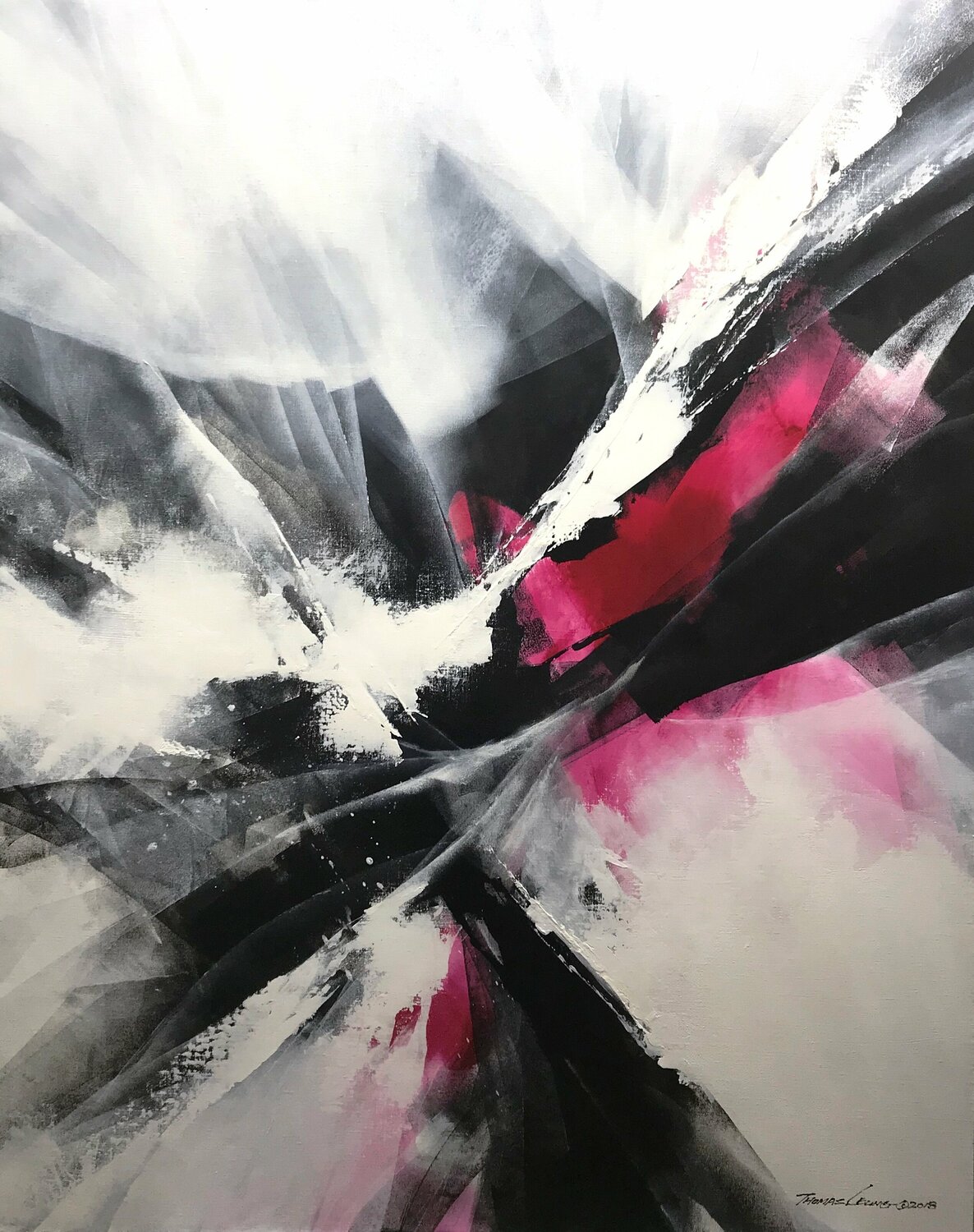 Red Motion Thomas Leung Original painting for sale