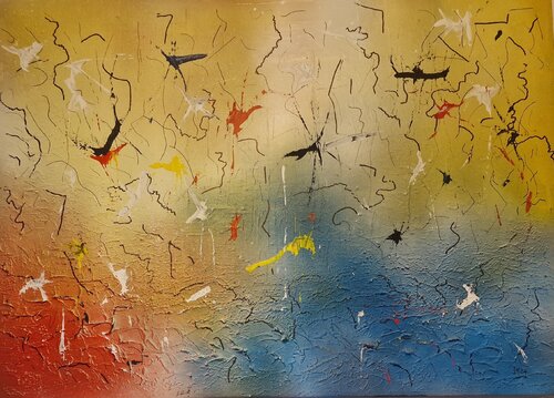 Colori con linee nere D1 by Michele Imperiale, Painting for Sale on Select