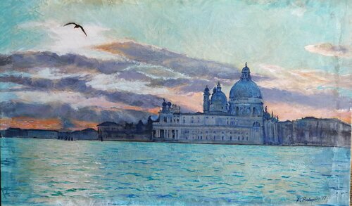 Punta Dogana dalla Giudecca by Davide Rodoquino, Painting for Sale on Select
