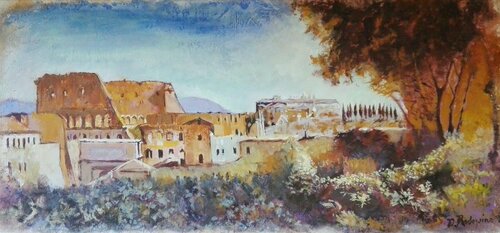 Colosseo da Villa Borghese by Davide Rodoquino, Painting for Sale on Select