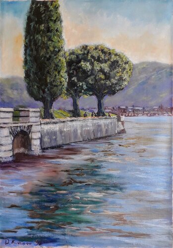 Cipressi ai bordi del lago di Como by Davide Rodoquino, Painting for Sale on Select