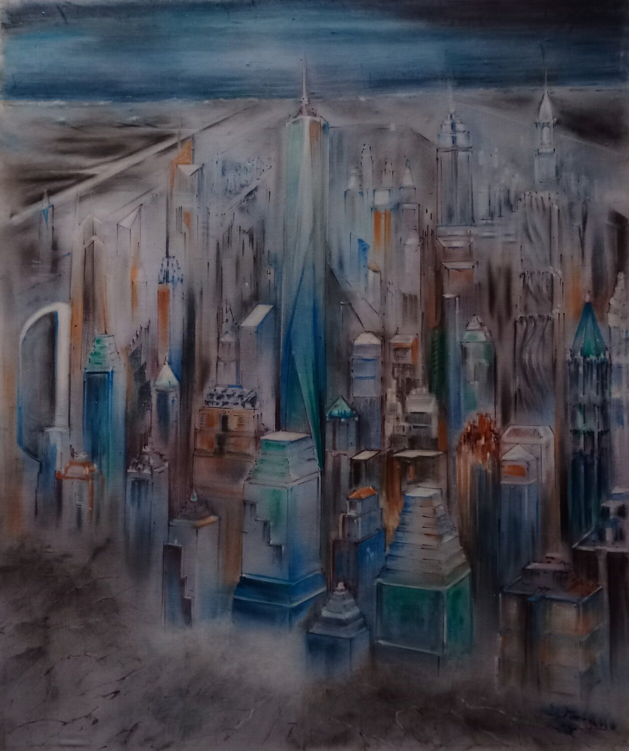 Blu Solitario al chiaro di luna Davide Rodoquino Original painting for sale