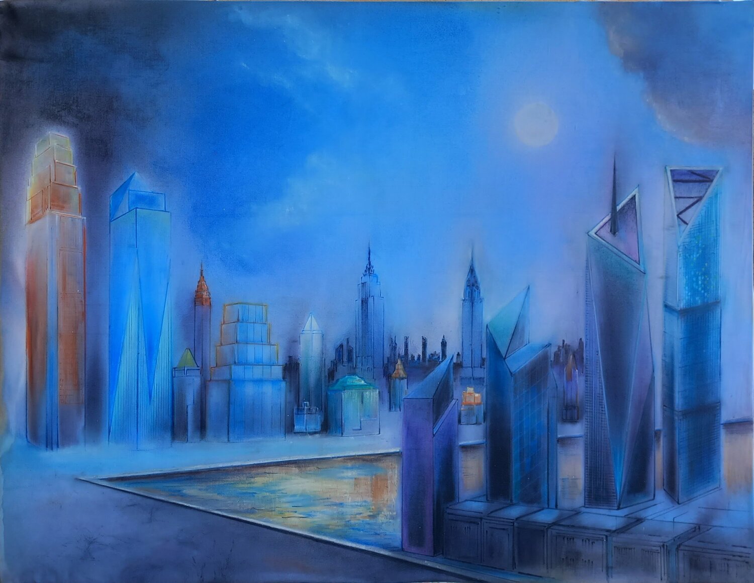 Midnight Metropolis Davide Rodoquino Original painting for sale