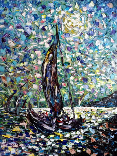 Vele Al chiaro di luna by Antonino Puliafico, Painting for Sale on Select