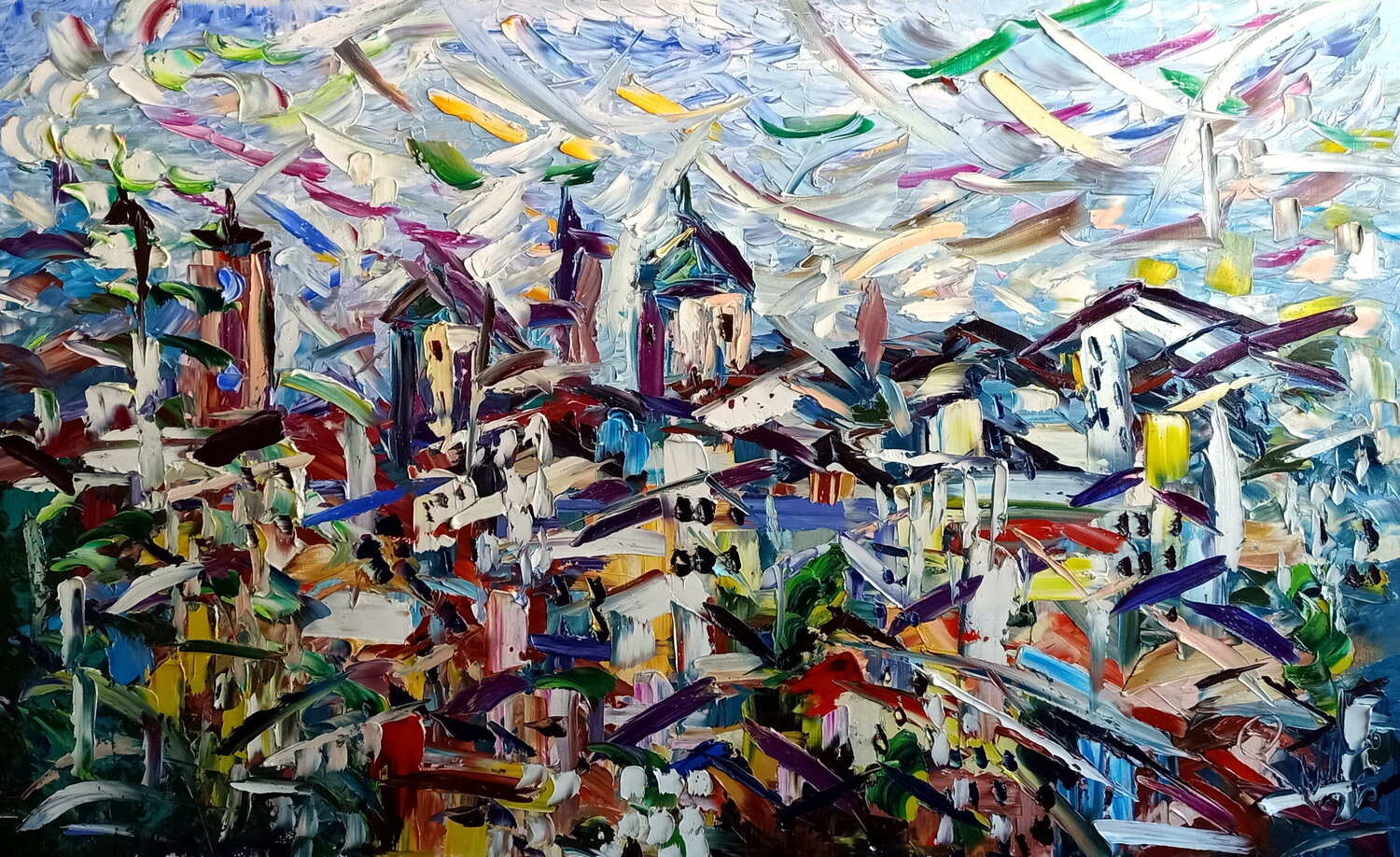 Oltre i tetti Antonino Puliafico Original painting for sale