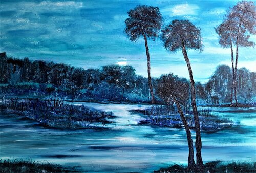 Landscape in Old Delftsch blue  / Special offer ! by Ans Duin, Painting for Sale on Select