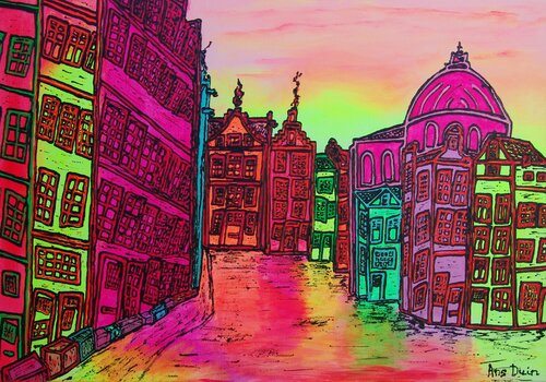 Amsterdam. old centre by Ans Duin, Painting for Sale on Select