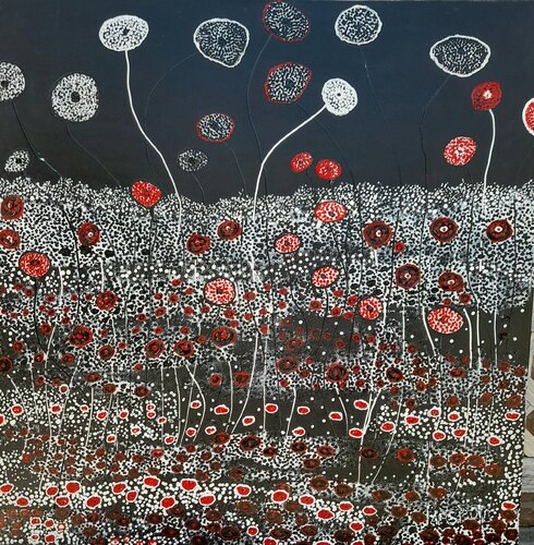 Expression in black, white and red. by Ans Duin, Painting for Sale on Select