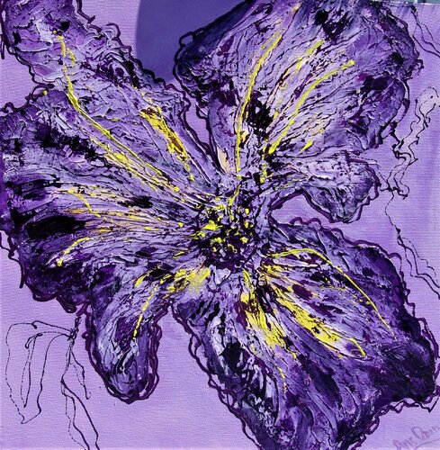 Violet flower abstracted / Sale by Ans Duin, Painting for Sale on Select