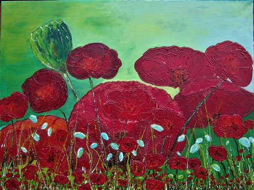 Sunny poppies by Ans Duin, Painting for Sale on Select