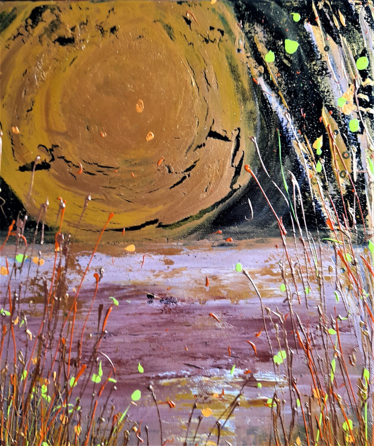 Golden sparkling Ans Duin Original painting for sale
