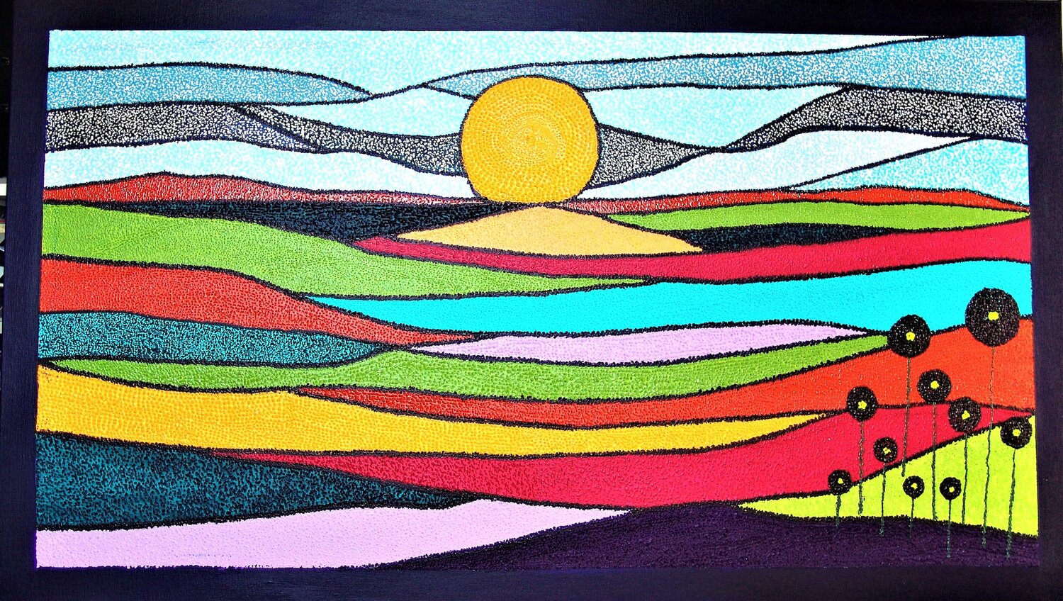 Dutch Bulb Fields. Ans Duin Original painting for sale
