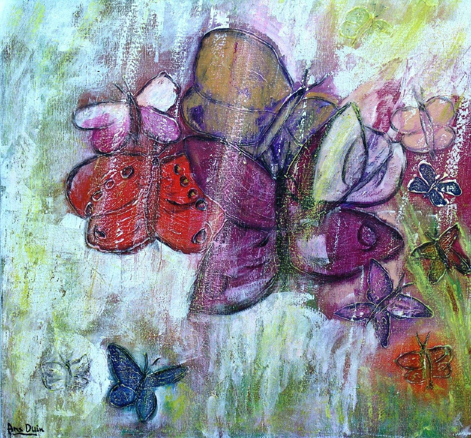 Together we are one! Lowered price! Ans Duin Original painting for sale