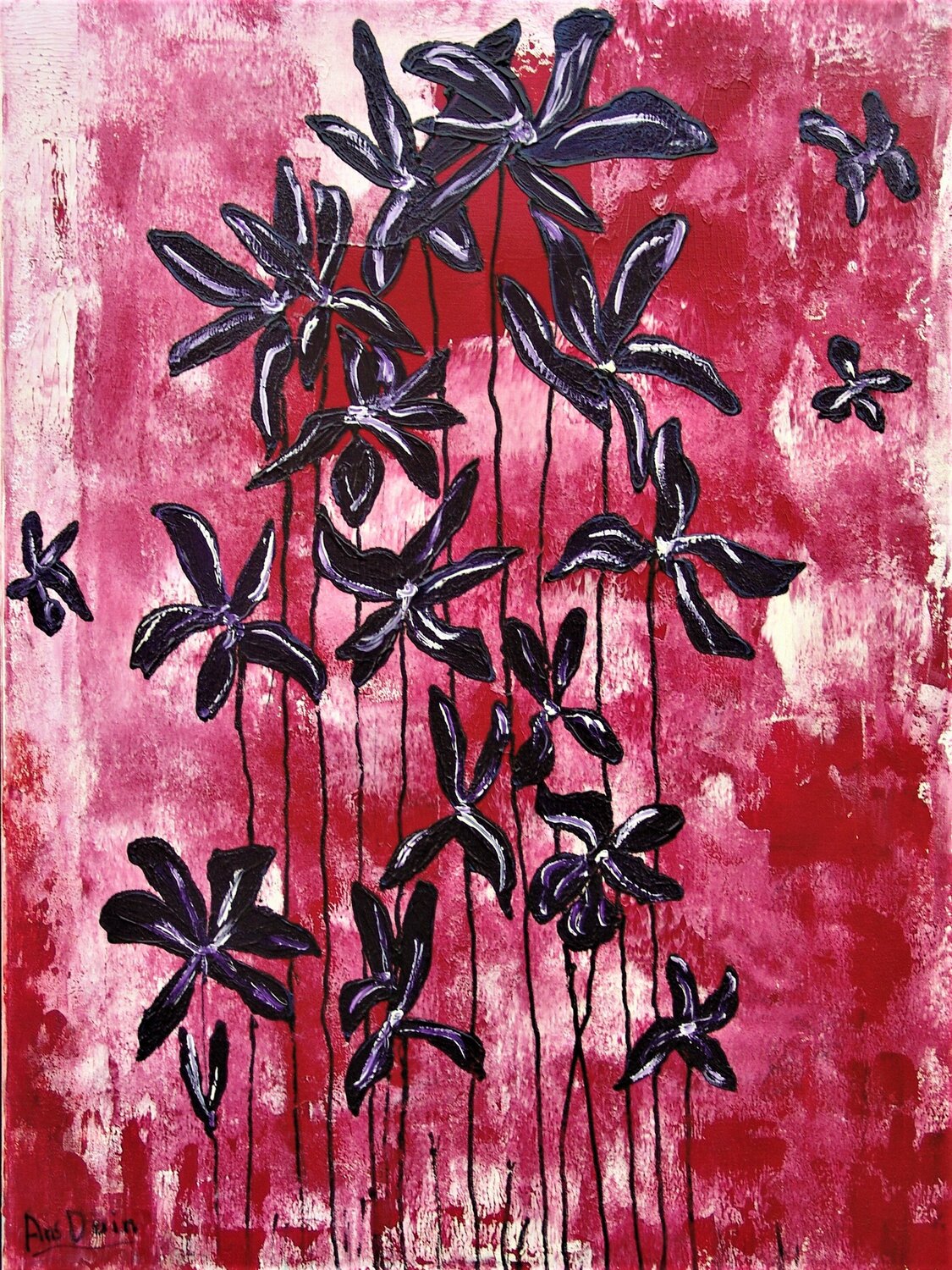 Butterfly flowers. / Sale! Ans Duin Original painting for sale