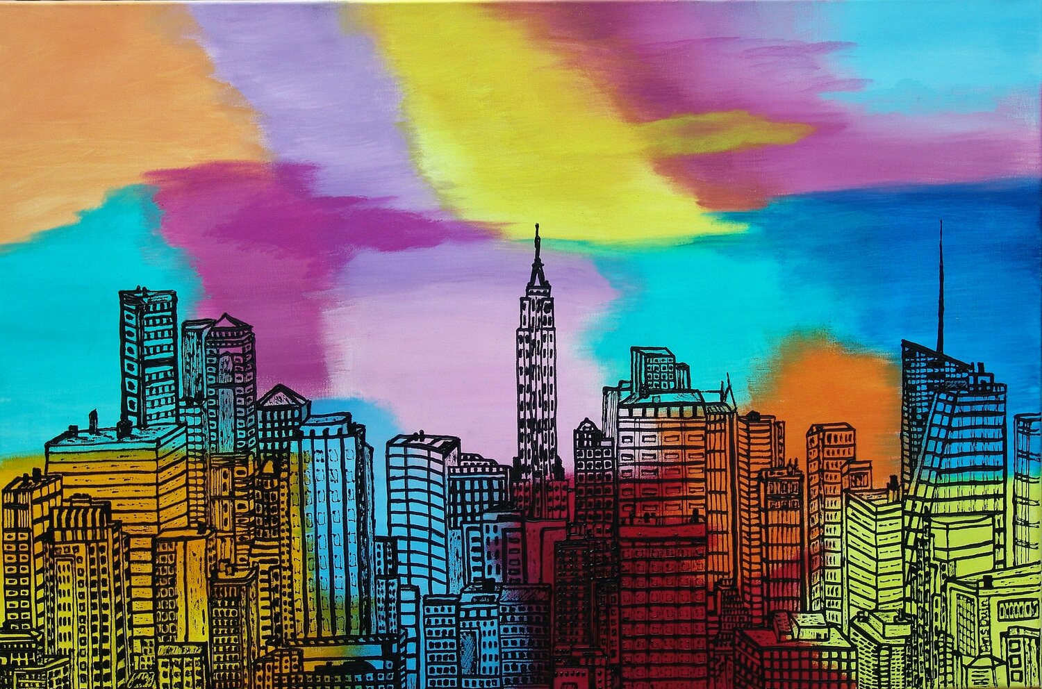 View on New York . Ans Duin Original painting for sale