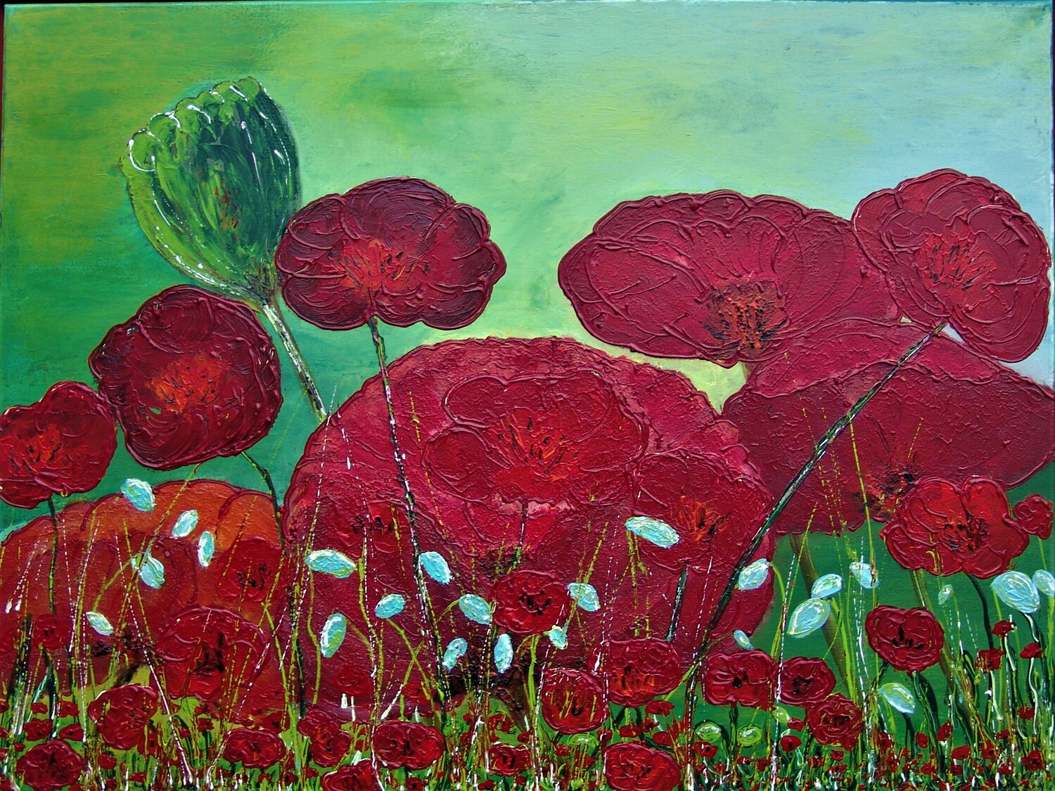 Sunny poppies Ans Duin Original painting for sale