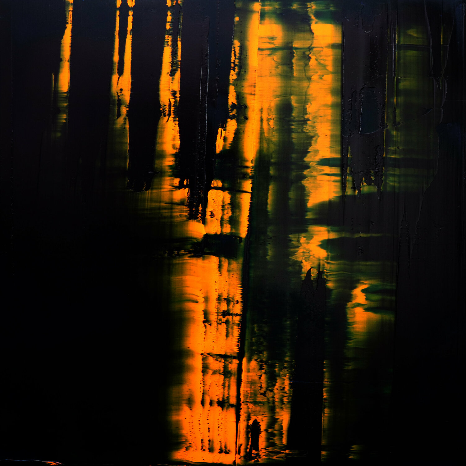 Orange on dark blue [Abstract N°2686] Koen Lybaert Original painting for sale