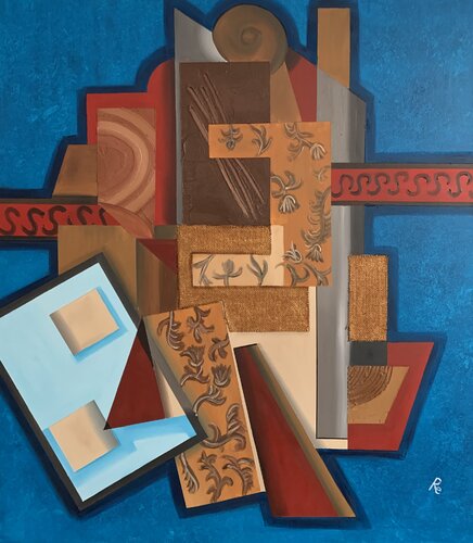 CARTA DA PARATI - Pittura materica astratta su tela con olio e inserti materici by Roberto Re, Painting for Sale on Select