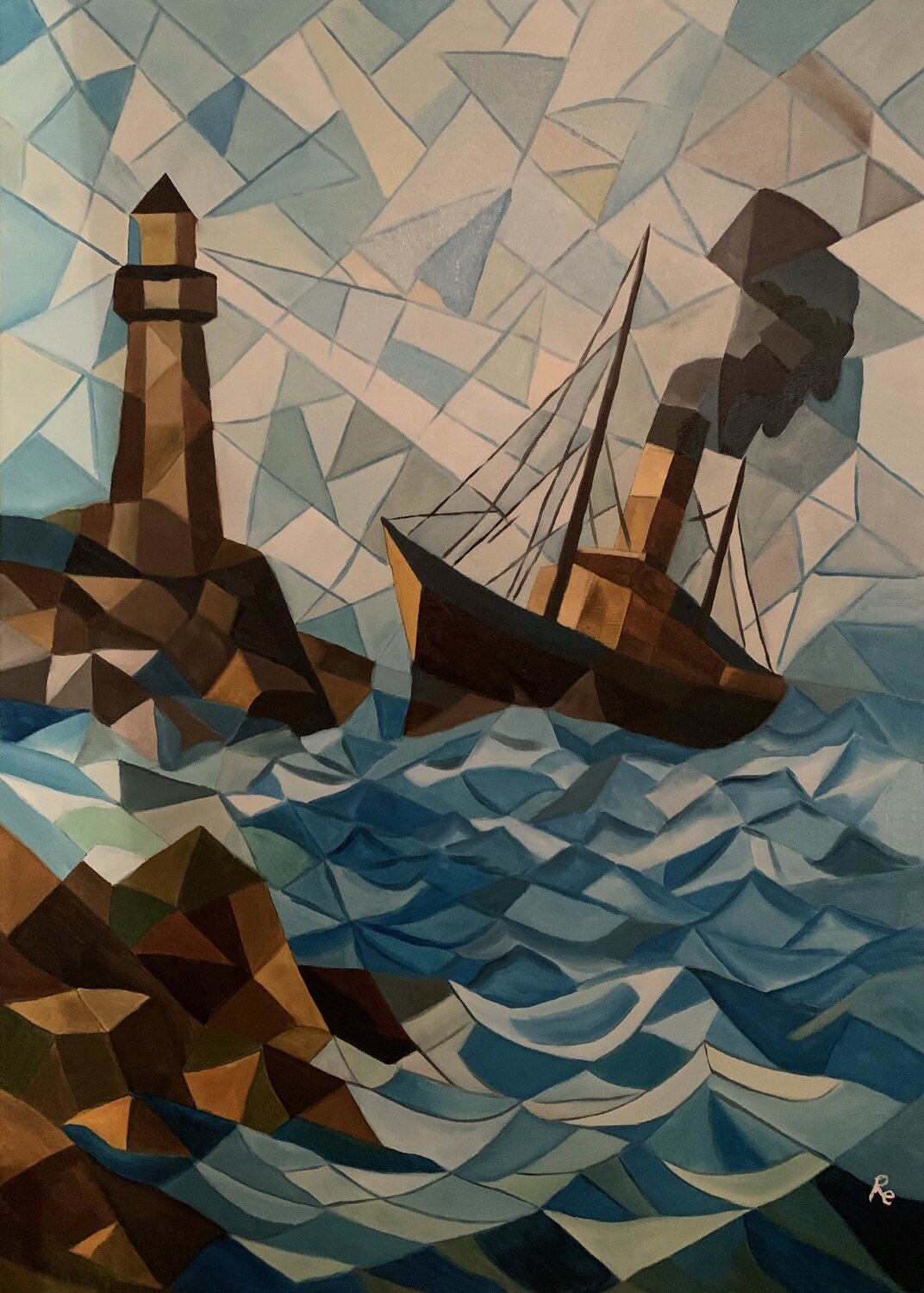 IN BALIA DELLE ONDE Roberto Re Original painting for sale