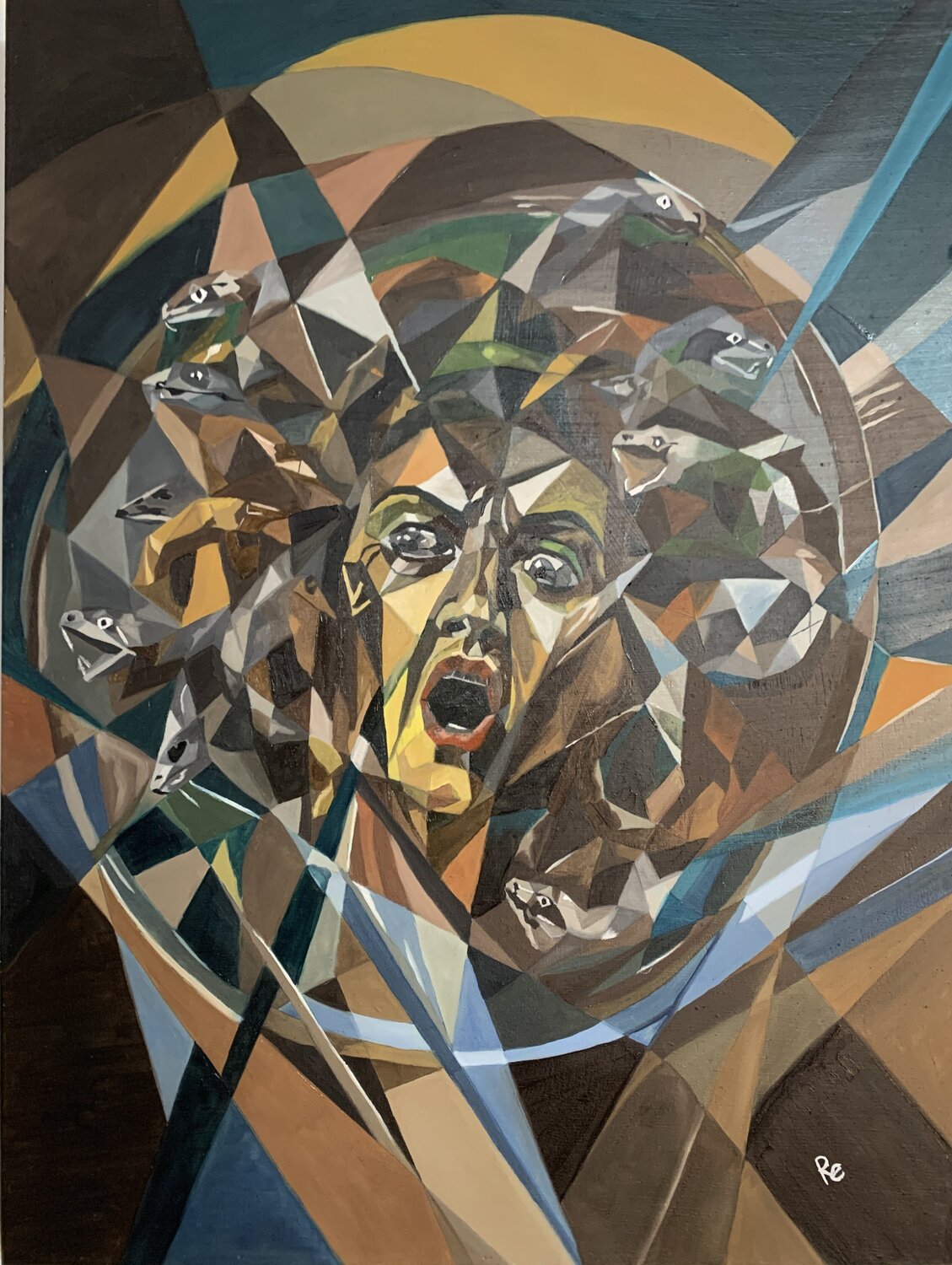PIETRIFICAZIONE (medusa di Caravaggio) Roberto Re Original painting for sale