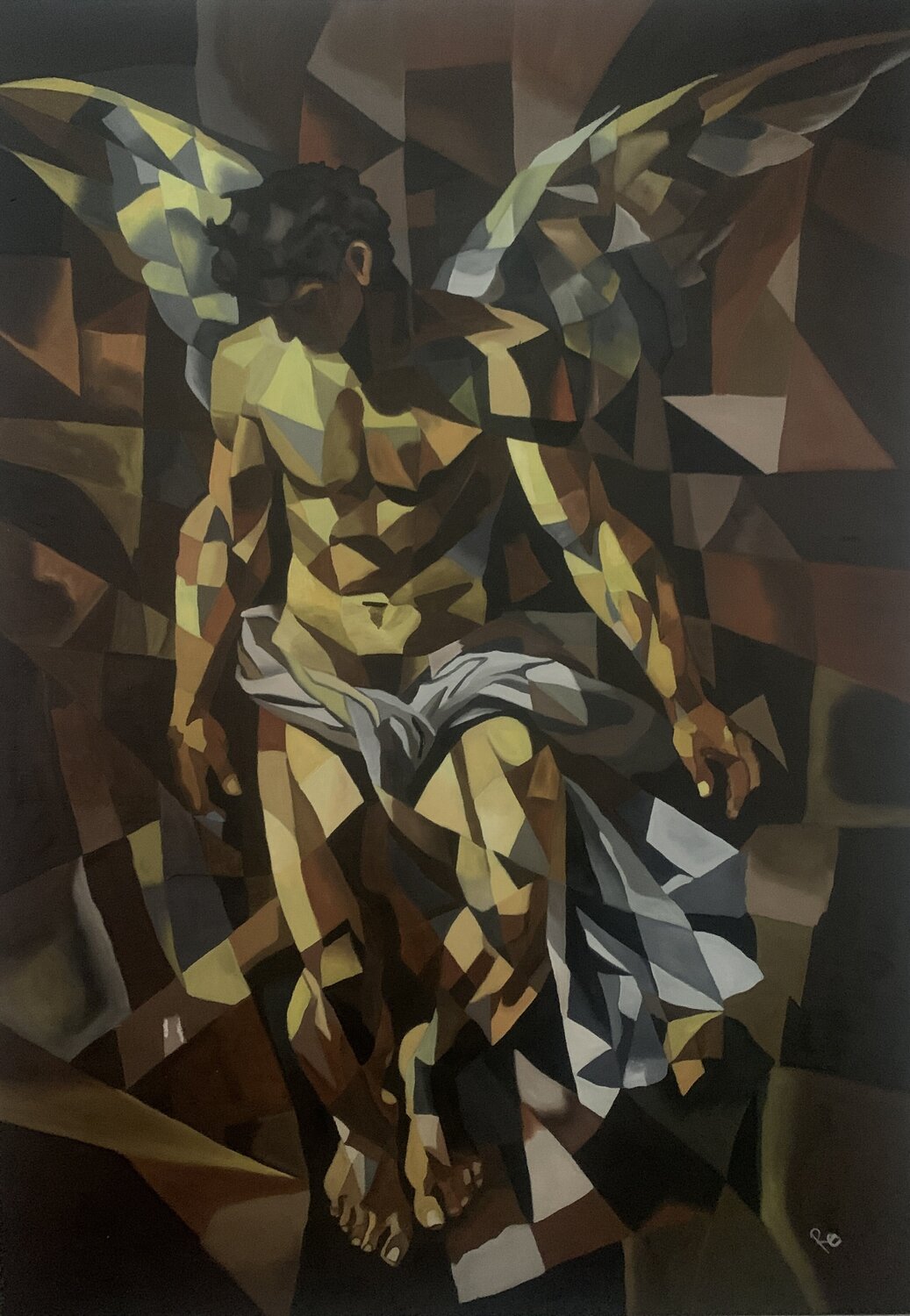 L'Ultima Luce dell'Angelo (ispirato dall'angelo caduto di Cabanel) Roberto Re Original painting for sale